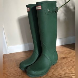 Green hunter rain boots